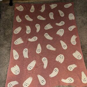 Spooky Night - Halloween GHOST Throw Blanket 50” x 60” Pink & White VIRAL